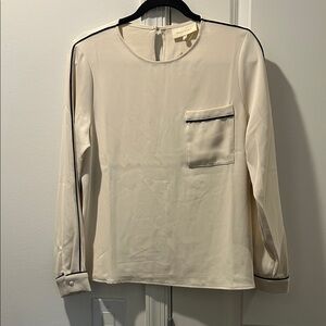 NWOT MELLODAY Cream Long Sleeve Shirt with Black Trim